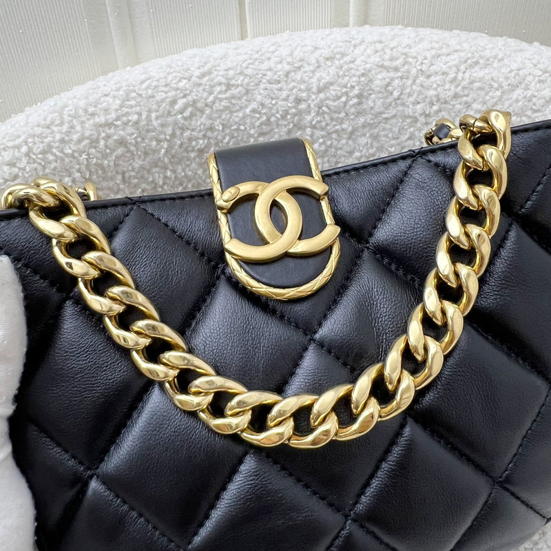 Chanel 22B Small Hobo Bag in Black Lambskin and LGHW