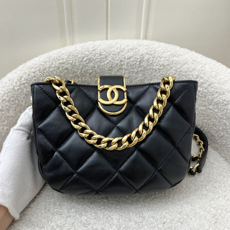 Chanel 22B Small Hobo Bag in Black Lambskin and LGHW