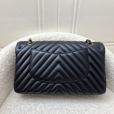Chanel Medium Classic Flap CF in Chevron Quilted Black Lambskin and LGHW