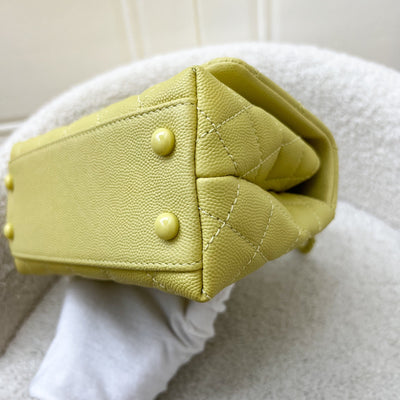 Chanel Mini Coco Handle in Yellow Caviar and Yellow Coated HW (Model: AS2215)