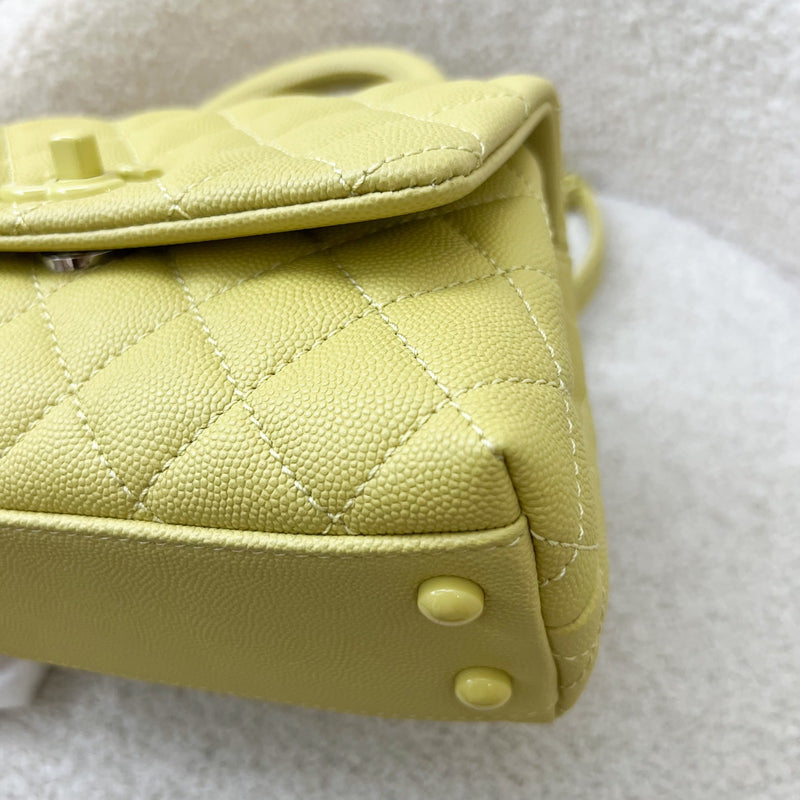 Chanel Mini Coco Handle in Yellow Caviar and Yellow Coated HW (Model: AS2215)