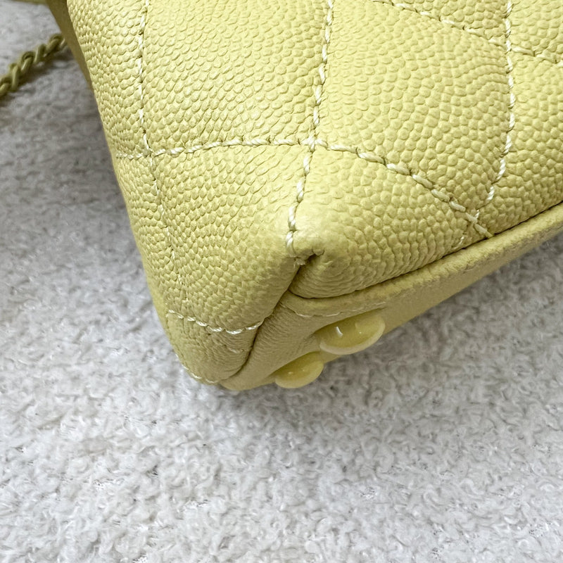 Chanel Mini Coco Handle in Yellow Caviar and Yellow Coated HW (Model: AS2215)