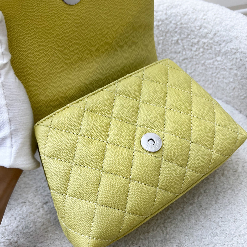 Chanel Mini Coco Handle in Yellow Caviar and Yellow Coated HW (Model: AS2215)