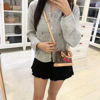 LV x TM Louis Vuitton Murakami Nano Alma with Cherry Motif Monogram Canvas and GHW