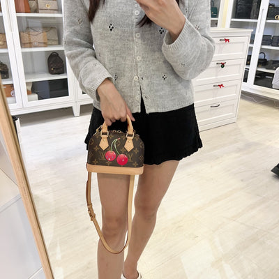 LV x TM Louis Vuitton Murakami Nano Alma with Cherry Motif Monogram Canvas and GHW
