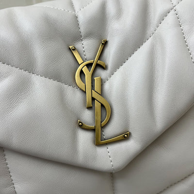 Saint Laurent YSL Small Loulou Puffer in Vintage Blanc Lambskin and GHW