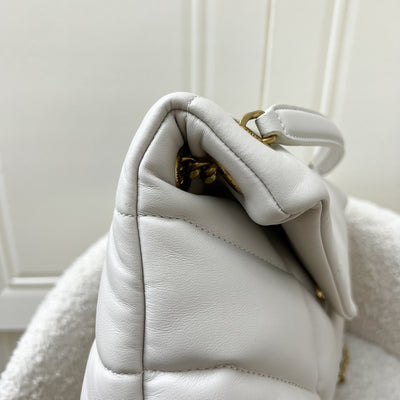 Saint Laurent YSL Small Loulou Puffer in Vintage Blanc Lambskin and GHW