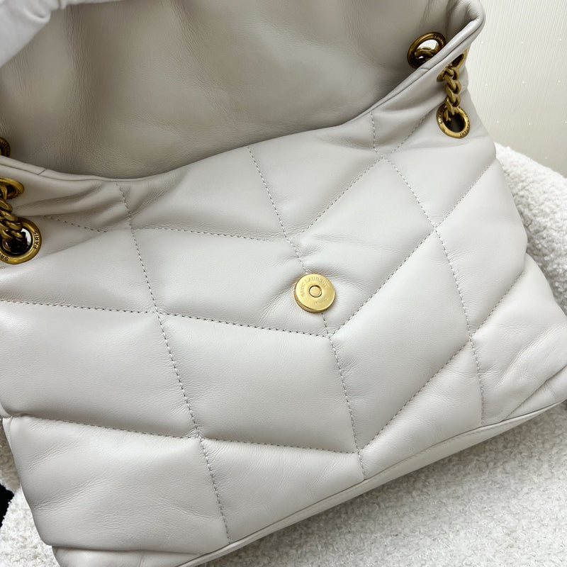 Saint Laurent YSL Small Loulou Puffer in Vintage Blanc Lambskin and GHW