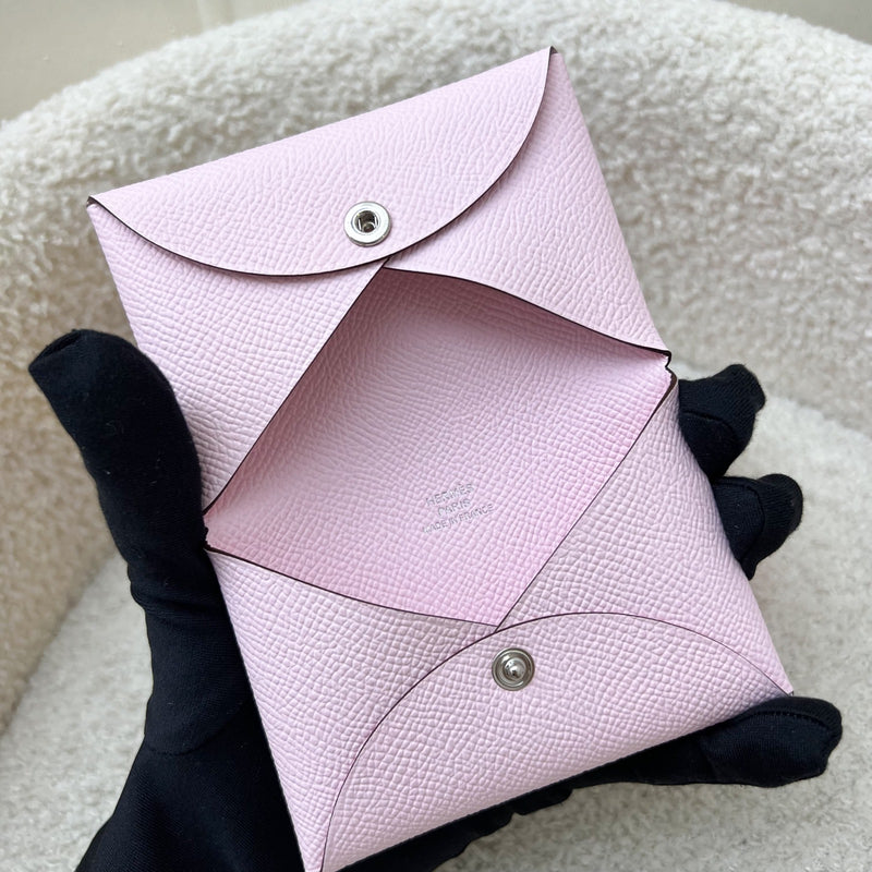 Hermes Calvi Card Holder in Rose Darling Epsom Leather and PHW