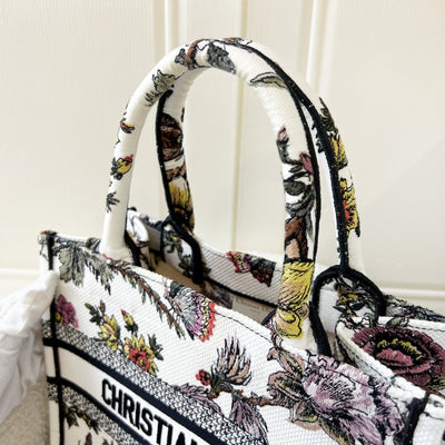 Dior Small Book Tote in White Dior Jardin Botanique Embroidery