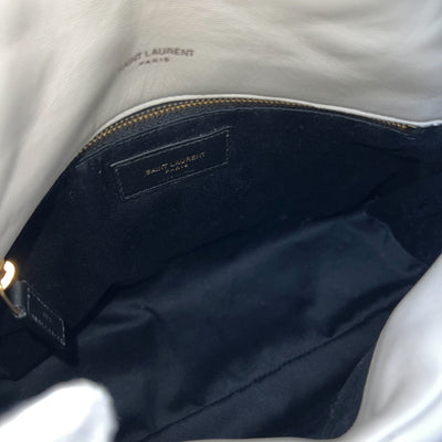 Saint Laurent YSL Small Loulou Puffer in Vintage Blanc Lambskin and GHW