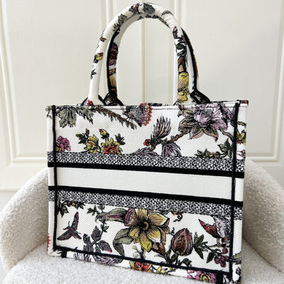 Dior Small Book Tote in White Dior Jardin Botanique Embroidery