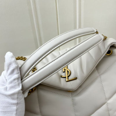 Saint Laurent YSL Small Loulou Puffer in Vintage Blanc Lambskin and GHW