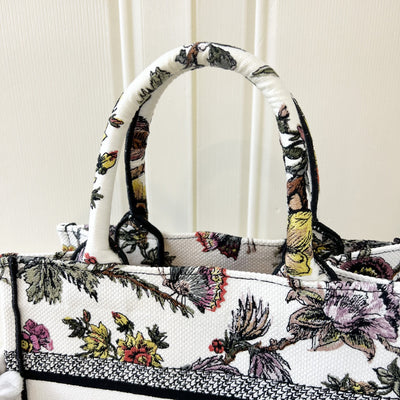 Dior Small Book Tote in White Dior Jardin Botanique Embroidery