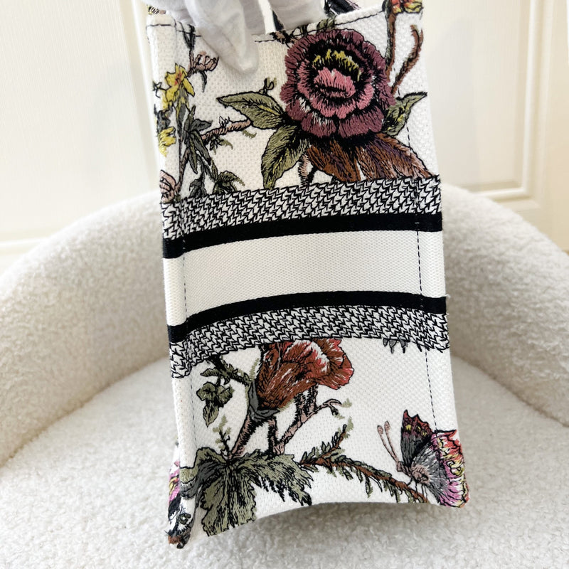 Dior Small Book Tote in White Dior Jardin Botanique Embroidery