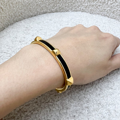 Hermes Athena Bracelet in Noir Epsom Calfskin and GHW Sz T2