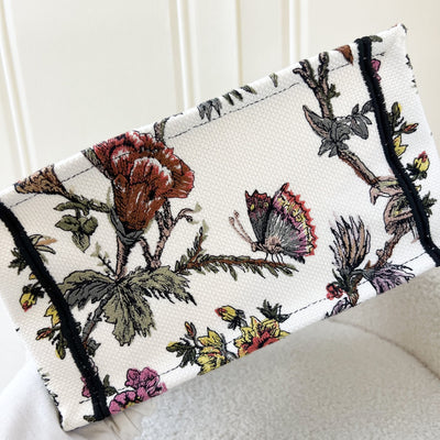 Dior Small Book Tote in White Dior Jardin Botanique Embroidery