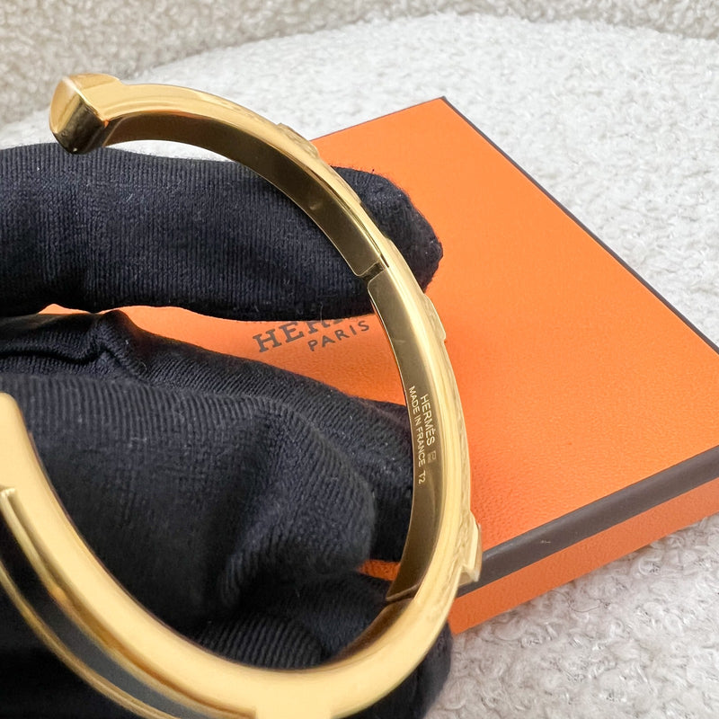 Hermes Athena Bracelet in Noir Epsom Calfskin and GHW Sz T2