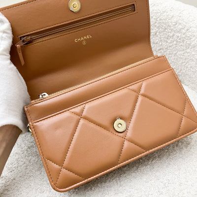 Chanel 19 Wallet on Chain WOC in 22K Caramel Lambskin and 3-Tone HW