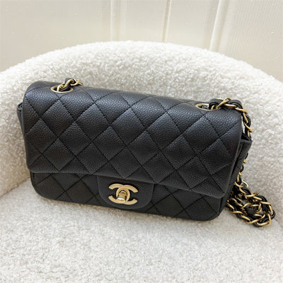 Chanel Classic Mini Rectangle Flap in 15C Black Caviar and AGHW