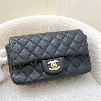 Chanel Classic Mini Rectangle Flap in 15C Black Caviar and AGHW