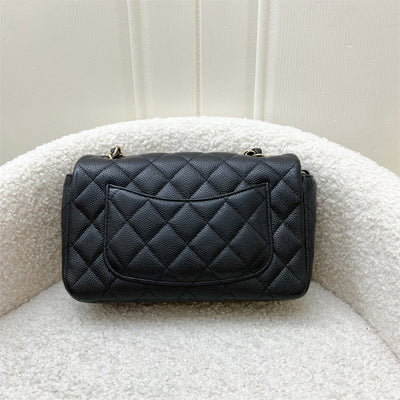 Chanel Classic Mini Rectangle Flap in 15C Black Caviar and AGHW