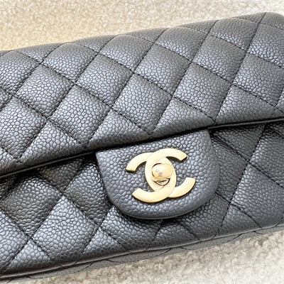 Chanel Classic Mini Rectangle Flap in 15C Black Caviar and AGHW