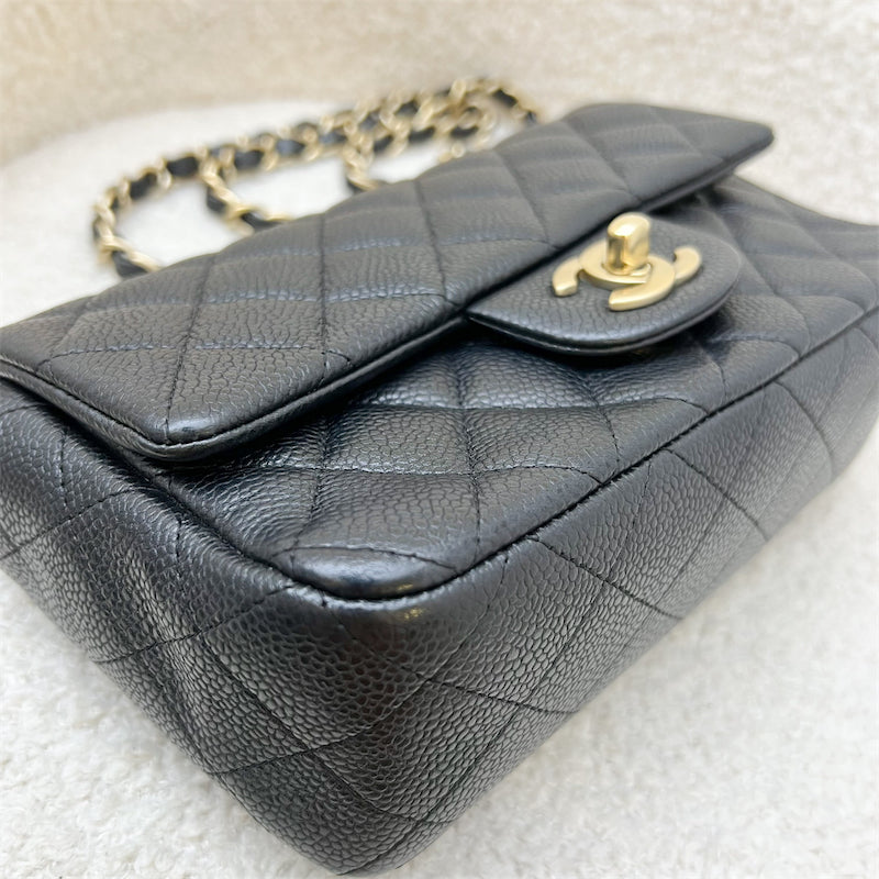 Chanel Classic Mini Rectangle Flap in 15C Black Caviar and AGHW