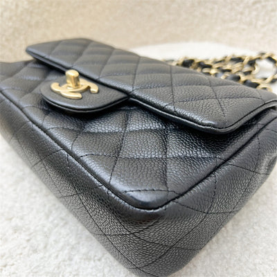 Chanel Classic Mini Rectangle Flap in 15C Black Caviar and AGHW