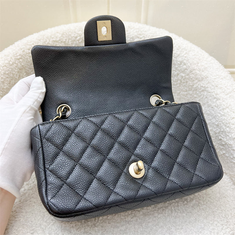 Chanel Classic Mini Rectangle Flap in 15C Black Caviar and AGHW