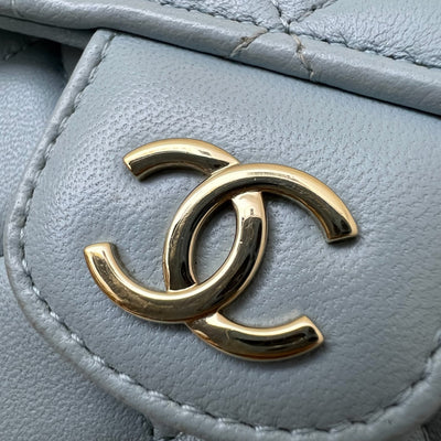 Chanel Top Handle Micro Flap Bag in Light Blue Lambskin LGHW