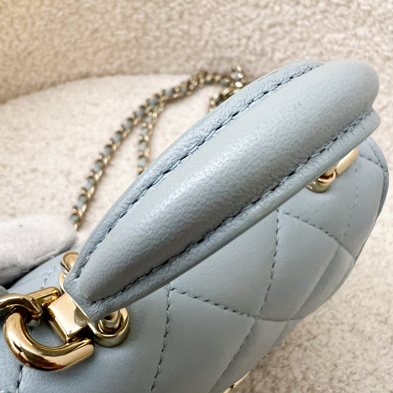 Chanel Top Handle Micro Flap Bag in Light Blue Lambskin LGHW