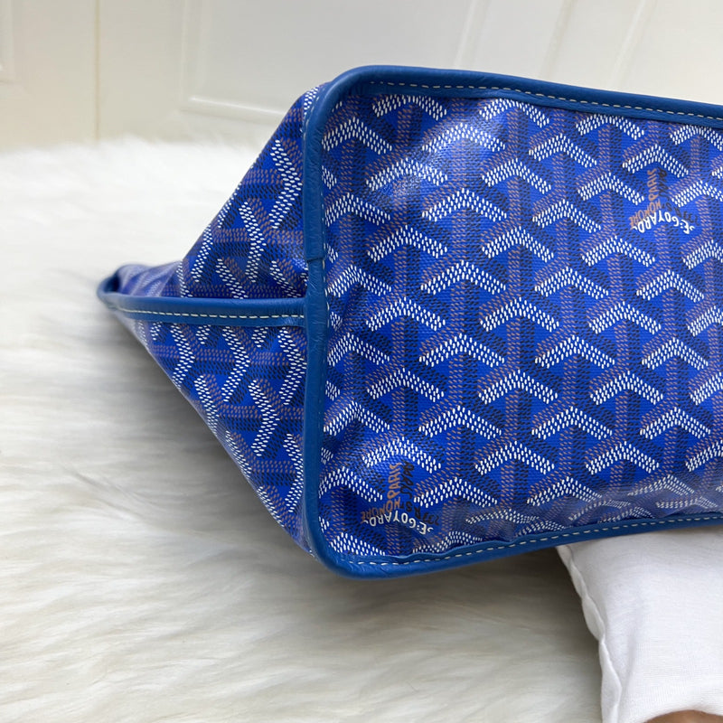 Goyard Anjou PM Reversible Tote Bag in Blue Goyardine Canvas and Leather