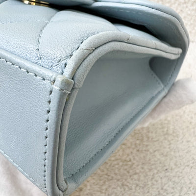 Chanel Top Handle Micro Flap Bag in Light Blue Lambskin LGHW