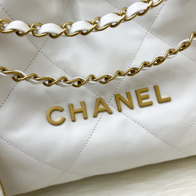 Chanel 22 Small East West Hobo Bag in White Calfskin and AGHW (Limited Edition!)