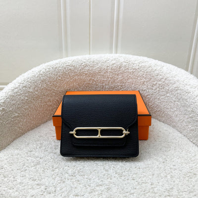 Hermes Roulis Slim Wallet in Black Chevre Leather and GHW