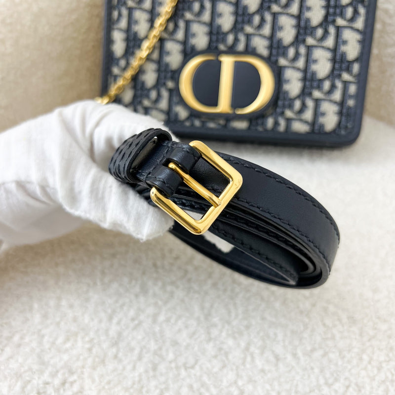 Dior Navy Blue Oblique Canvas and Leather 2 in 1 30 Montaigne