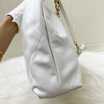 Chanel 22 Small East West Hobo Bag in White Calfskin and AGHW (Limited Edition!)