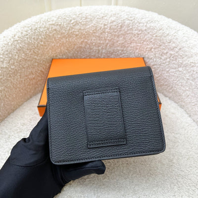 Hermes Roulis Slim Wallet in Black Chevre Leather and GHW