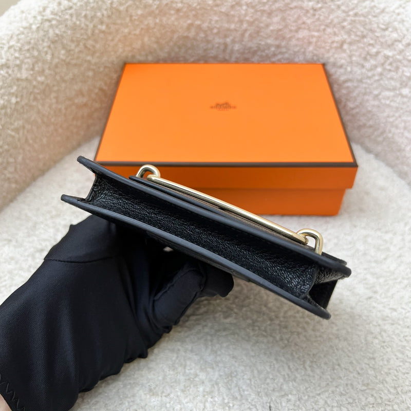 Hermes Roulis Slim Wallet in Black Chevre Leather and GHW