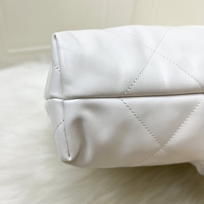 Chanel 22 Small East West Hobo Bag in White Calfskin and AGHW (Limited Edition!)