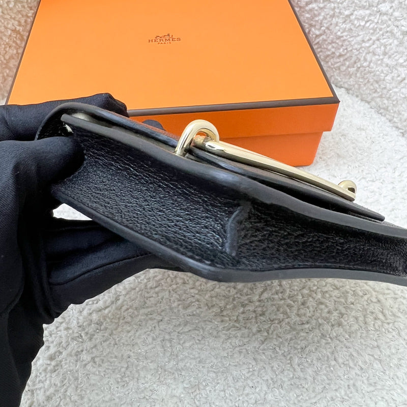 Hermes Roulis Slim Wallet in Black Chevre Leather and GHW
