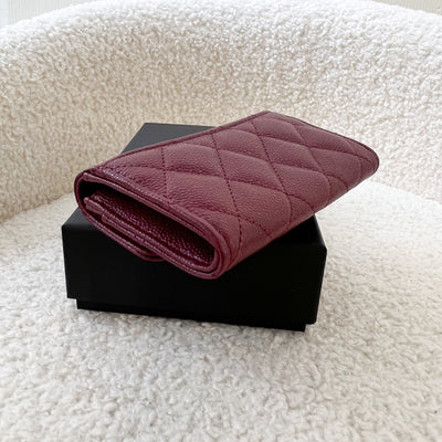 Chanel Classic Snap Card Holder in Burgundy Red Caviar LGHW