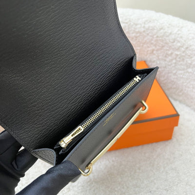 Hermes Roulis Slim Wallet in Black Chevre Leather and GHW