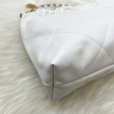 Chanel 22 Small East West Hobo Bag in White Calfskin and AGHW (Limited Edition!)