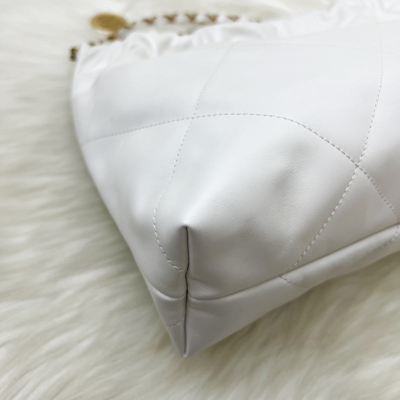 Chanel 22 Small East West Hobo Bag in White Calfskin and AGHW (Limited Edition!)