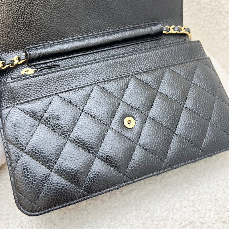 Chanel Classic Wallet on Chain WOC in Black Caviar GHW