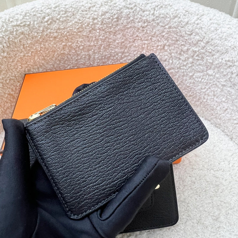 Hermes Roulis Slim Wallet in Black Chevre Leather and GHW