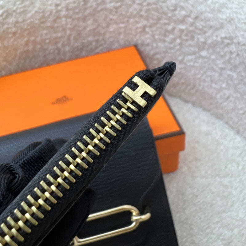 Hermes Roulis Slim Wallet in Black Chevre Leather and GHW
