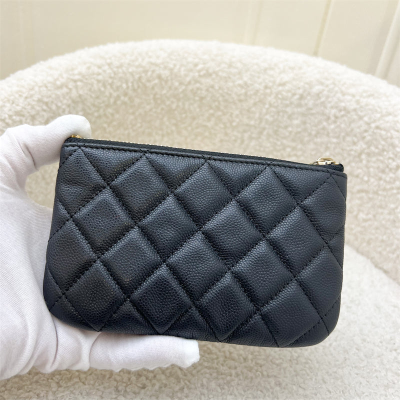 Chanel Mini O-Case / Pouch in Black Caviar and LGHW